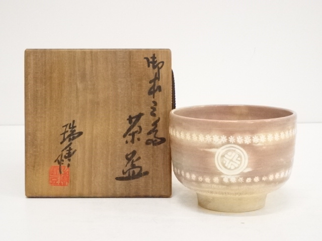 JAPANESE TEA CEREMONY / MISHIMA CHAWAN(TEA BOWL) / KYO WARE / ARTISAN WORK